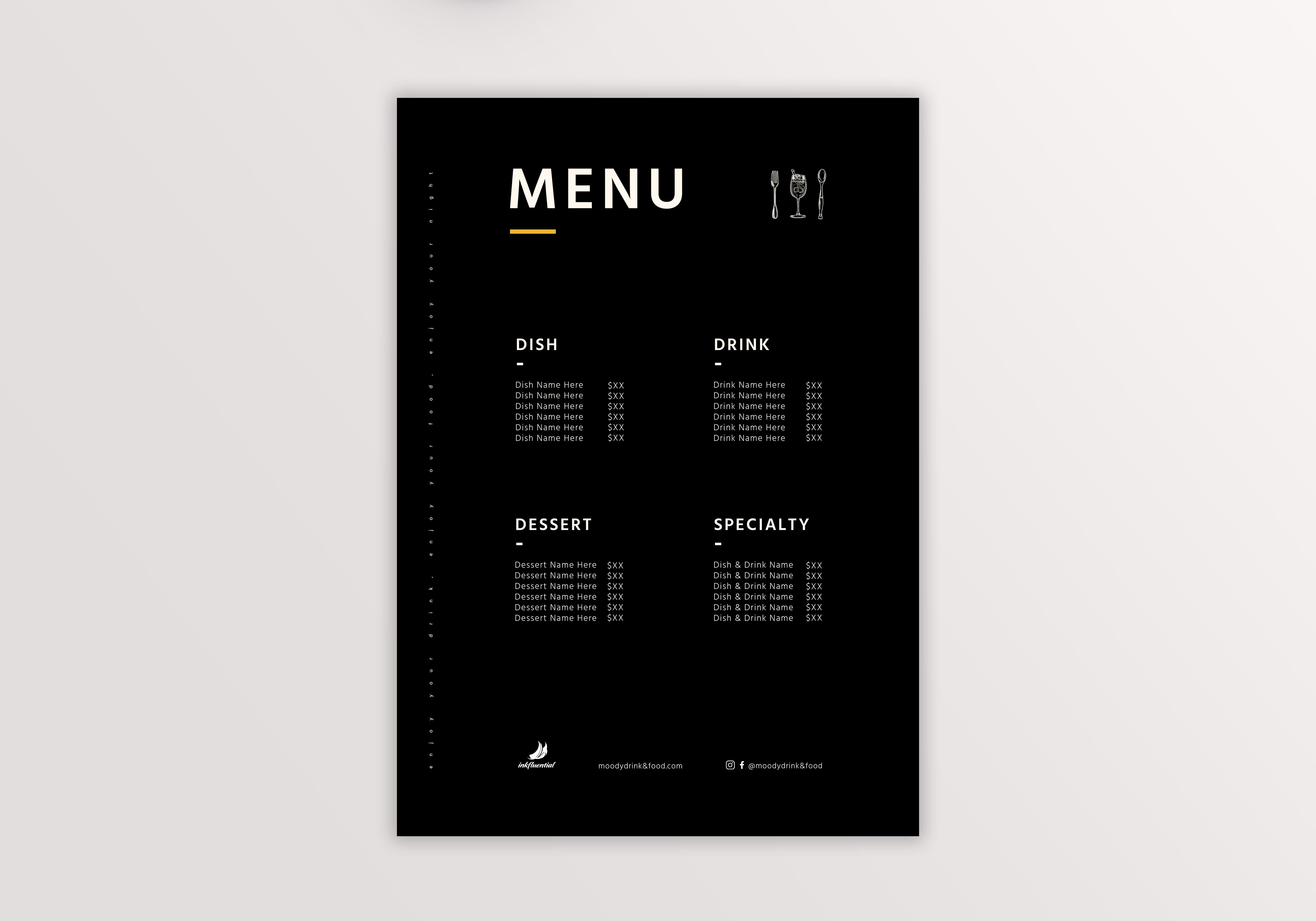 Restaurant menu card 